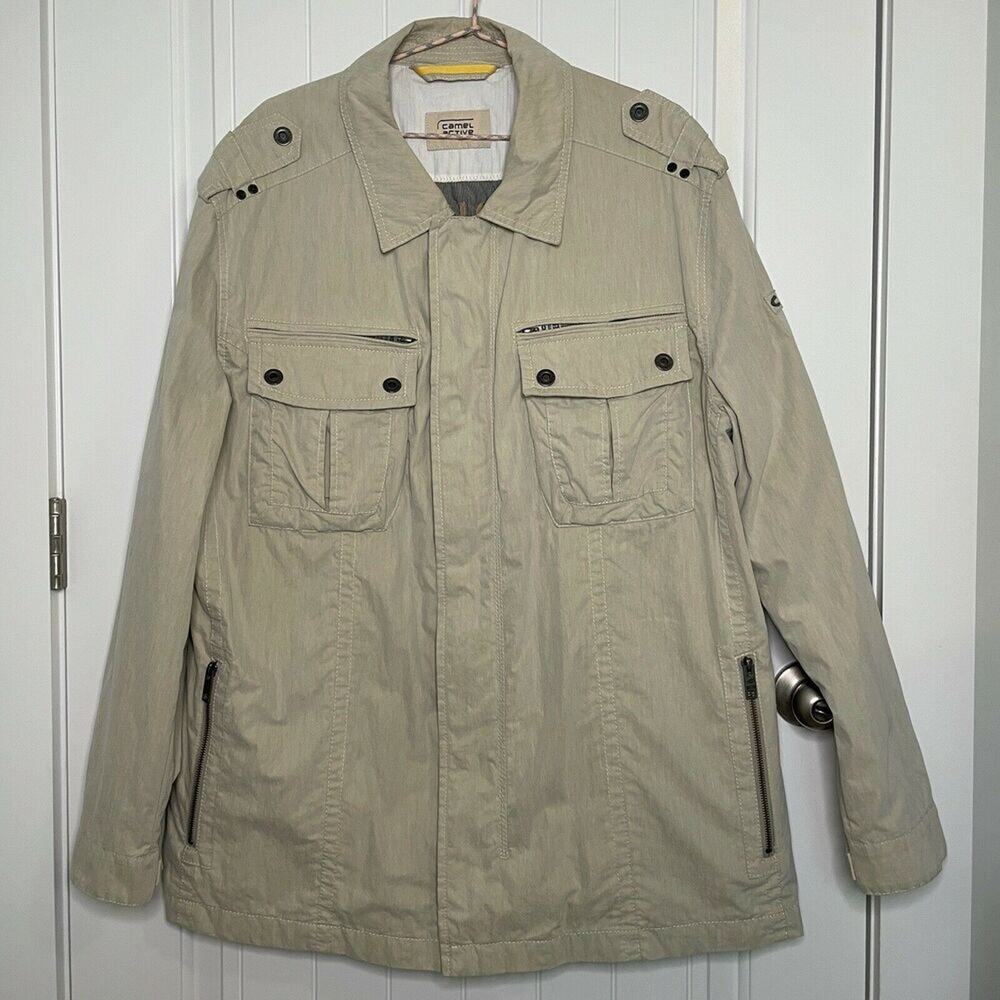 NWT Camel Active Beige Mens Pocketed Vented Long Sleeve Safari‎ Jacket GB 48/XL